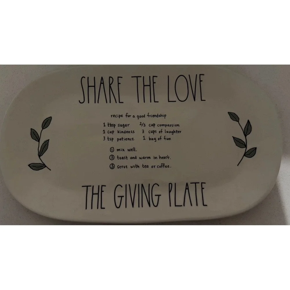 Rae Dunn SHARE THE LOVE THE GIVING PLATE Serving Tray Platter 9